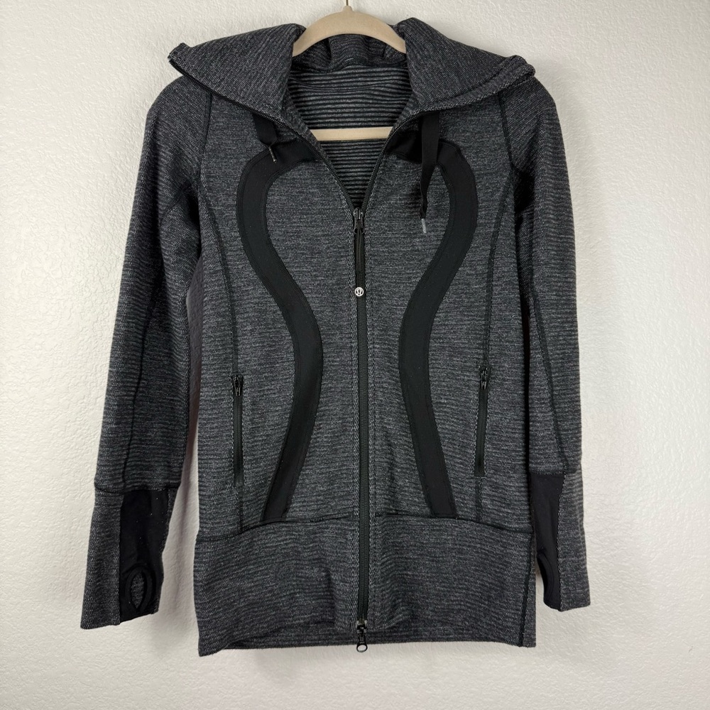 Lululemon Charcoal Gray Hooded Zip-Up Active Jacket size 2